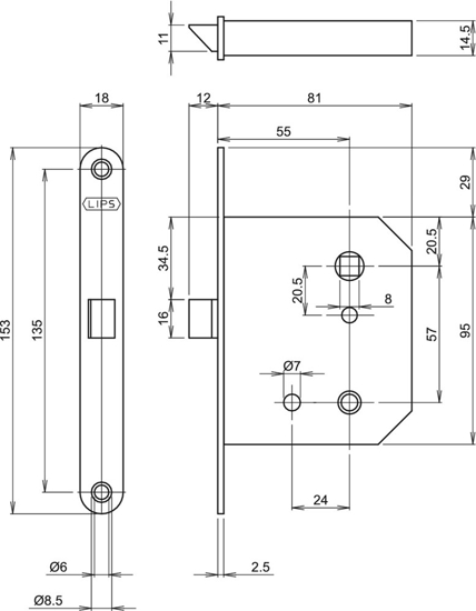 Afbeeldingen van 213111U18 KRIMP. LOOPSLOT, DM55MM VOORPL. 18X153MM