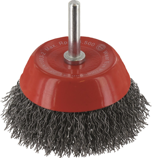 Afbeeldingen van KOMBORSTEL OP STIFT ø6, GEGOLFD STAALDRAAD, ø75X0,30