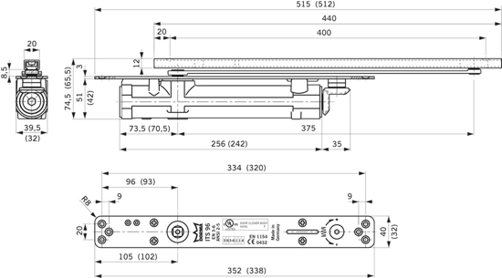 Afbeeldingen van INBOUW DRANGER Z/ARM ITS96 2-4DEURD.40MM