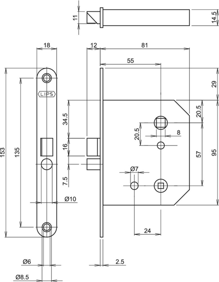 Afbeeldingen van 213311U18 KRIMP. BADKAMERDEURSL., DM55MM, WC57MM,
