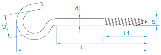Afbeeldingen van SCHROEFHAKEN MET KLEINE HAAK 4.40X95/120 IJZER GEGALVANISEERD