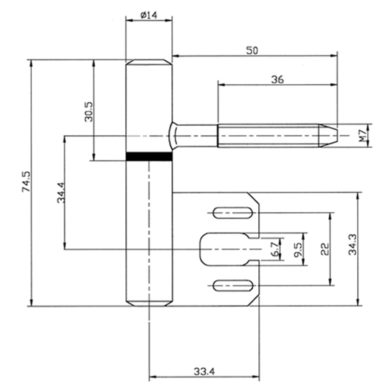 Afbeeldingen van INBOORPAUMELLE SKN VERNIKKELD 75X14MM-M 7 DRAAD-STALENKOZIJN