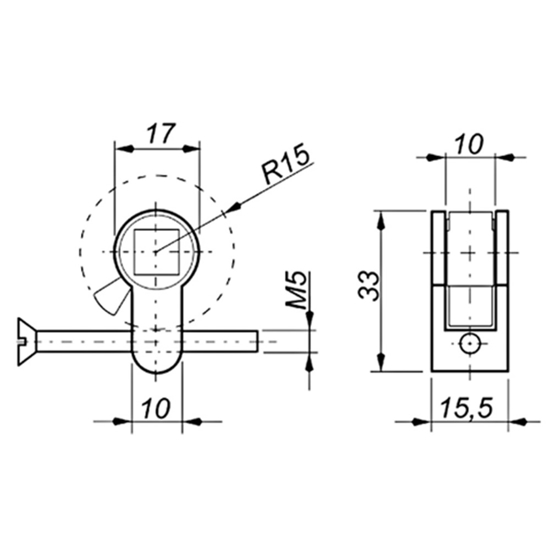 Afbeeldingen van MAUER BAD/WC INZET TBV 8MM STIFT KUNSTSTOF MET BOUT