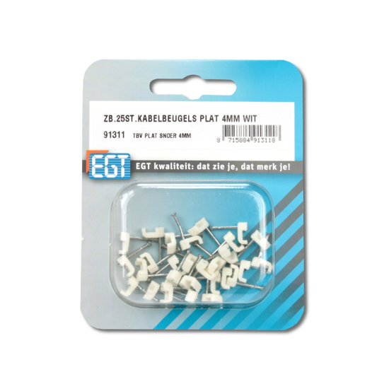 Afbeeldingen van 25 STUKS KABELBEUGEL PLAT 4MM WIT