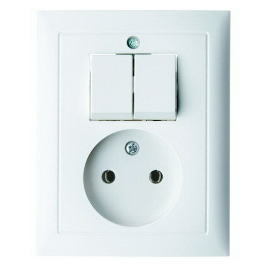 Afbeeldingen van COMBI SERIESCHAKELAAR + WCD Z.RA INBOUW WIT/WIT