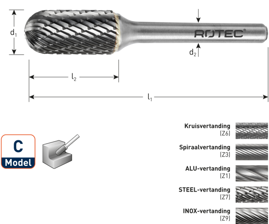 Afbeeldingen van HM-STIFTFREES, MODEL C, Z6 / KRUISVERTAND / ø6X19X60Xø6