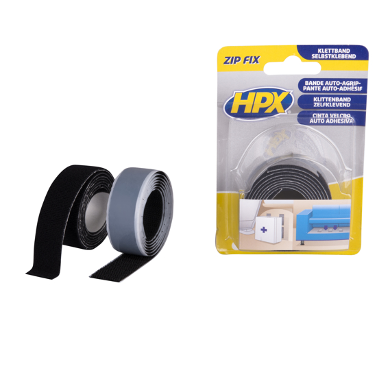 Afbeeldingen van HPX ZIP FIX KLITTENBAND (HAAK+LUS) - ZWART 2 X 20MM X 1M