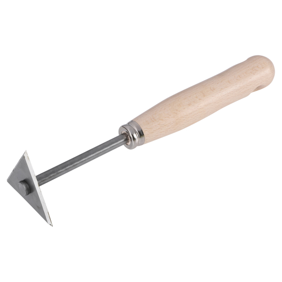 Afbeeldingen van DRIEHOEKSCHRAPER DUN, 6 CM, HOUTEN HANDVAT