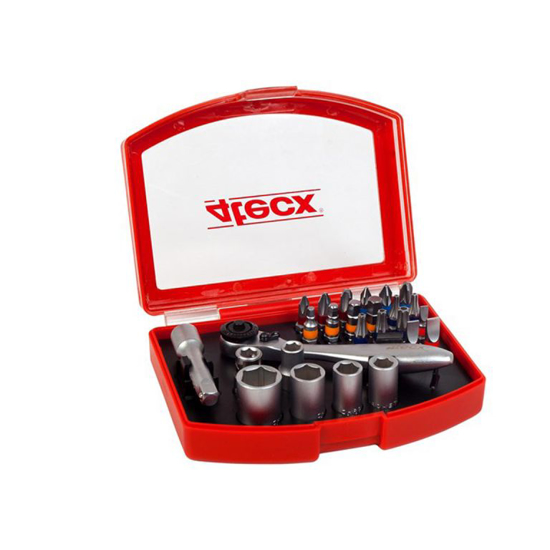 Afbeeldingen van BIT/DOPPENSET 26-DELIG INCLUSIEF RATEL