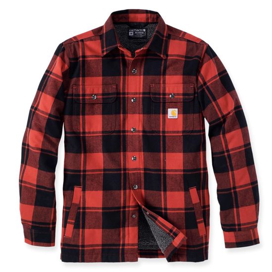 Afbeeldingen van 105939R81 RELAXED FIT HEAVYWEIGHT FLANNEL SHERPA-LINED SHIRT JAC RED OCHRE M