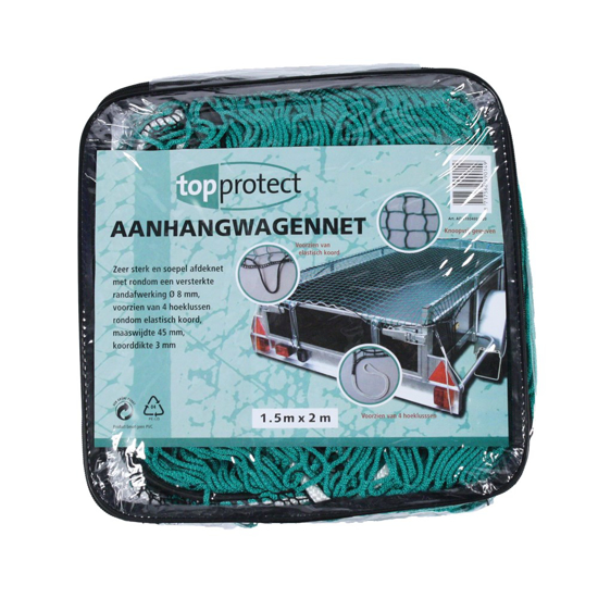 Afbeeldingen van KONVOX AANHANGWNET+HOEKLUS+ELASTIEK 1.5X2M GROEN