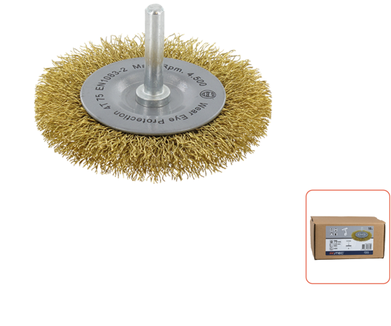 Afbeeldingen van STIFTBORSTEL, GEGOLFD MESSINGDRAAD, ø75X10X0,30