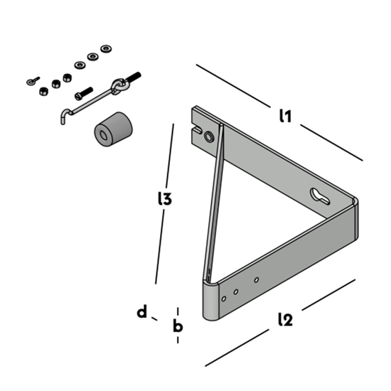 Afbeeldingen van DEUROPVANGBEUGEL HAAKS 275X250X330