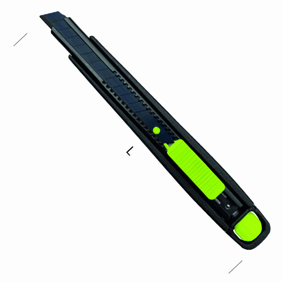 Afbeeldingen van BLACK BLADE SK2 AFBREEKMES PROF.9MM BLACK IN KUNSTSTOF HOUDER MET FIXEERSCHROEF SK2 0,6MM X 9MM X 80MM