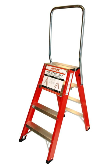 Afbeeldingen van TRAP DUBBEL OPLOOPBAAR ALUMINIUM 2 X 3 TREDES MET BEUGEL