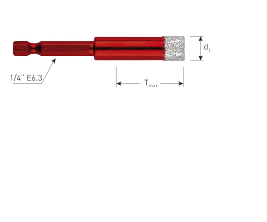 Afbeeldingen van DIAMANTTEGELBOOR 'PREMIUM', E6.3 BIT-OPNAME, ø6X33