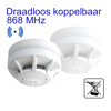 Afbeeldingen van DRAADLOOS KOPPELBARE ROOKMELDER, 868,1 MHZ, INCL. 3V VASTE LITHIUM BATTERIJ MET LEVENSDUUR VAN 10J.