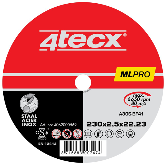 Afbeeldingen van DOORSLIJPSCHIJF MEGA-LINE A30S BF41 180 X 2,5 X 22,23MM